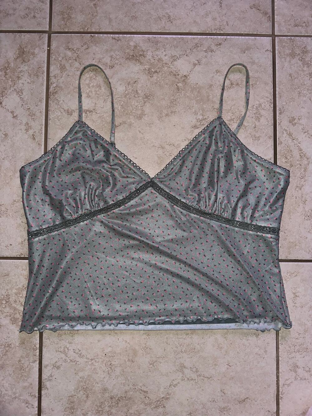 Abound Sage Green Floral Mesh Cami Tank Top XL